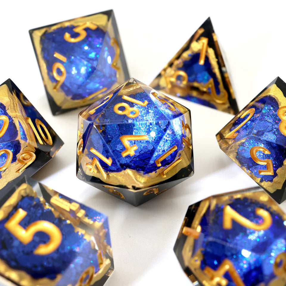 Sapphire Geode - Resin Dice Set